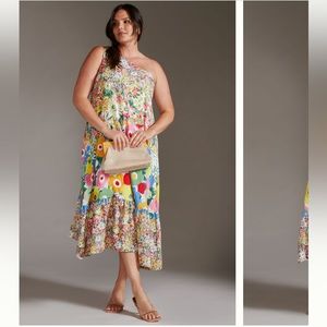 NWT Anthropologie Sarah Campbell One Shoulder Midi Dress- MP